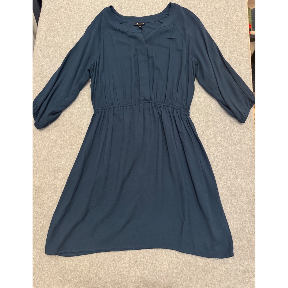 Delusional Navy Blue Rayon Elastic Waist Long Sleeve Mini Dress Womens‎ XL